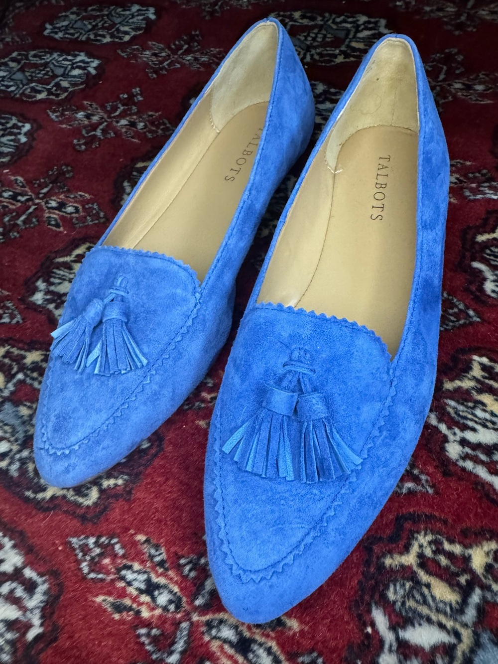 Talbots Blue Suede Leather Tassel Loafer Driving Flats Women’s Size 7M